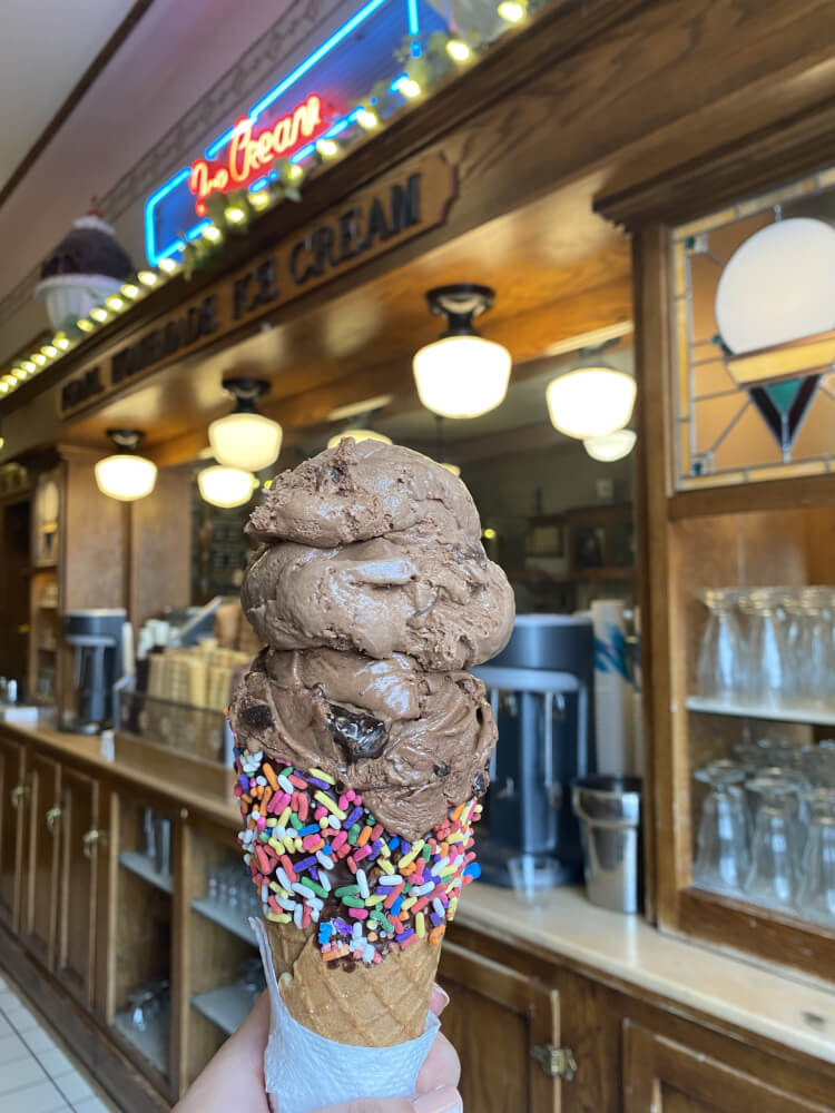 Ice cream cone at the Pearl Ice Cream Shop