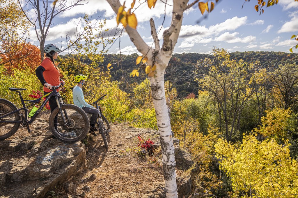 Fall foliage and outdoor recreation biking on the bluffs of the La Crosse Region