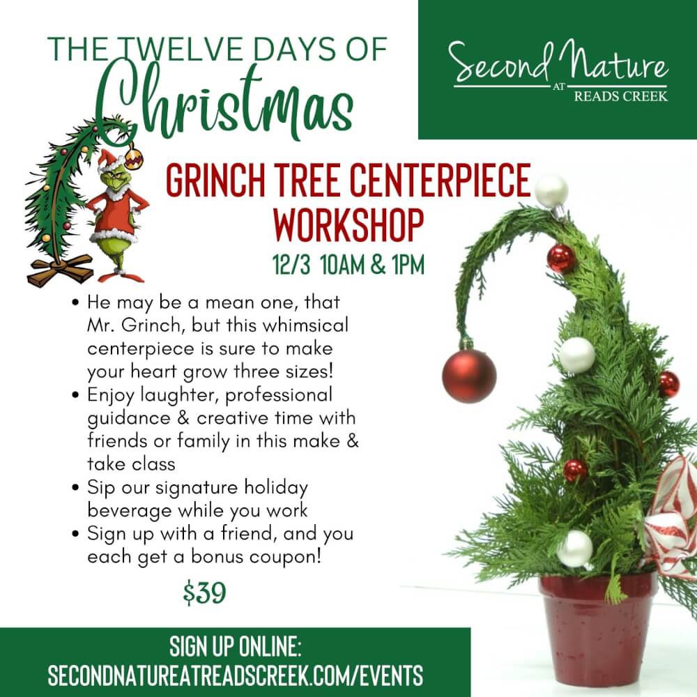 Grinch Tree Centerpiece Workshop - Second Nature at Reads Creek