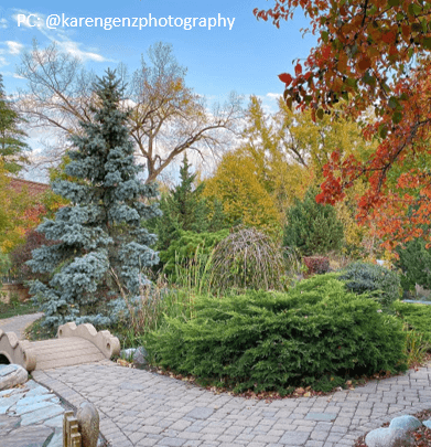 International Friendship Garden at Riverside Park in the fall with fall foliage