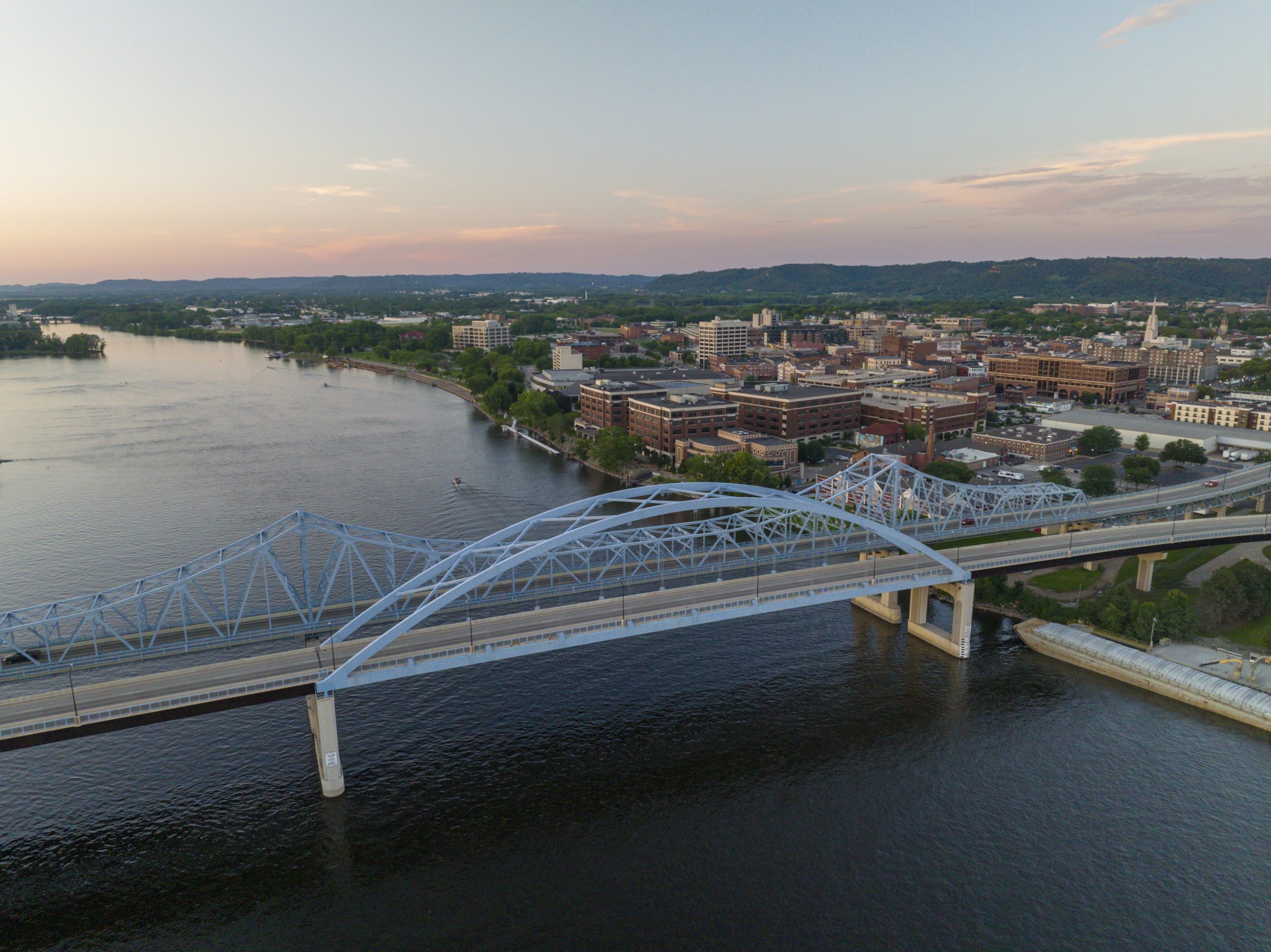 blue bridge over the Mississippi River