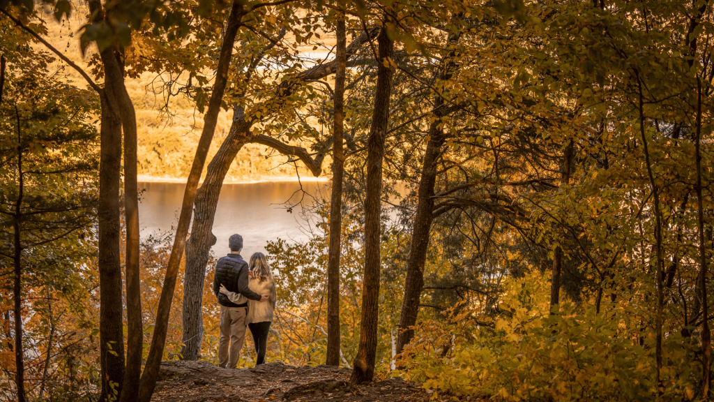 Couple at Apple Blossom Scenic Overlook in the fall