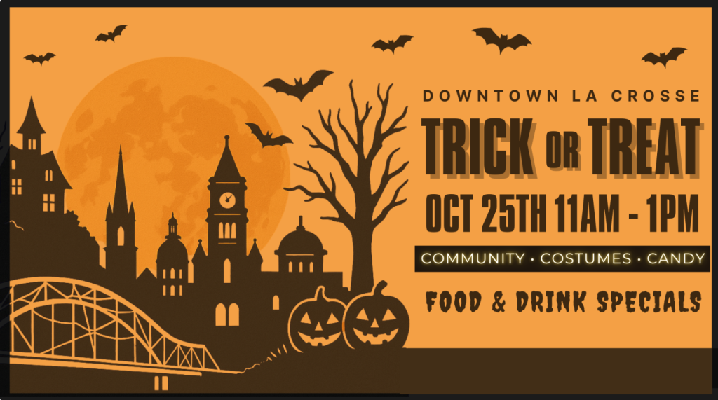Events Flyer for downtown La Crosse trick or treating