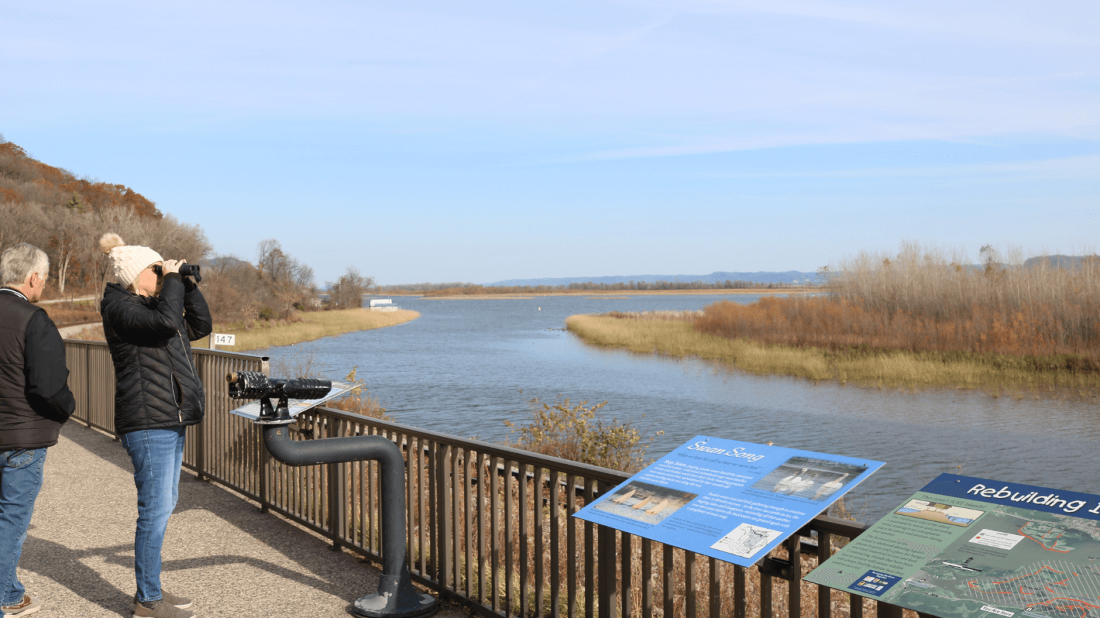 A couple looking for Tundra Swans at the Brownsville Overlook