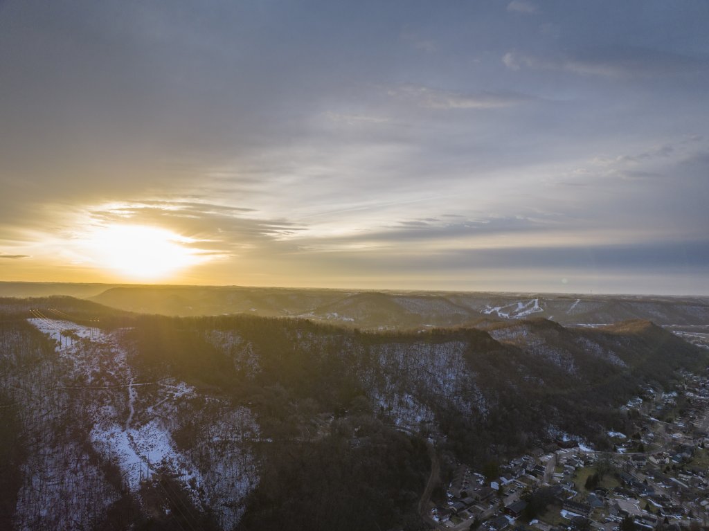 Winter sunrise in the drifltess region over the bluffs