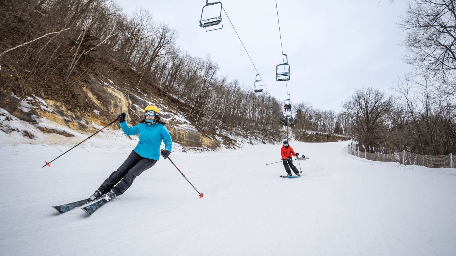Explore the La Crosse Region A couple skiing down Mt. La Crosse