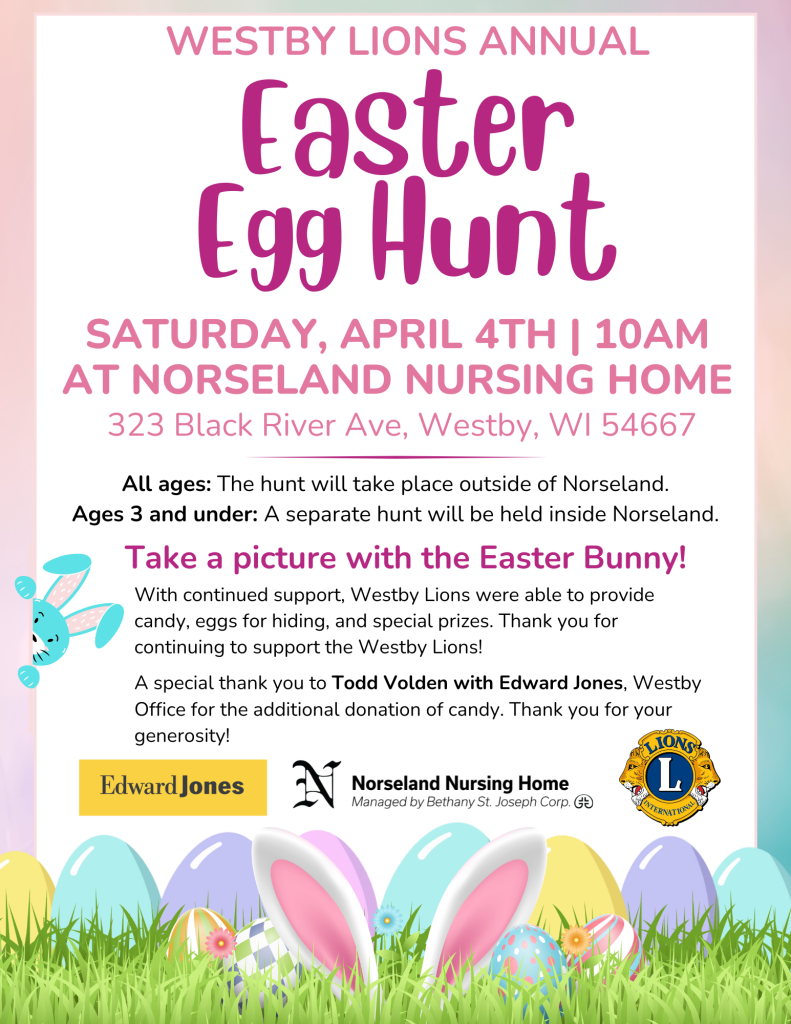 Westby Lions Annual Easter Egg Hunt at Norseland Nursing Home