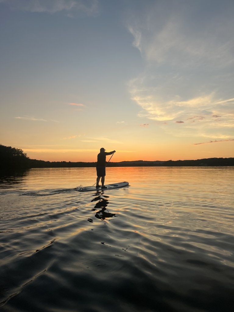 Paddling at Lake Neshonoc at sunset