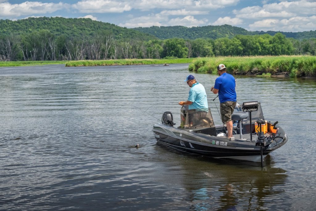 fishing in the backwaters of the Mississippi river in the summer time