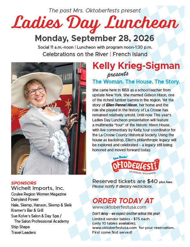 Oktoberfest Ladies Day Luncheon, Monday, September 28th, at Celebrations on the River